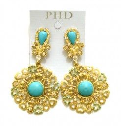 Brinco Pedraria Azul Dourado-Cod 56937