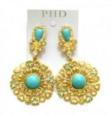 Brinco Pedraria Azul Dourado-Cod 56937